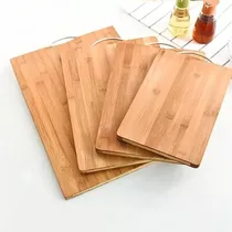 Tabla Para Cortar De Cocina Bambú Firme + Mango Metálico Color Marrón Liso