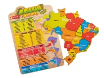 Quebra-cabeça Brasil Em Regiões Brinquedo Educativo Em Mdf