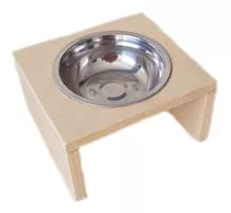 Comedouro Individual 13cm De Altura Pet Mdf C Pote Gato Cach