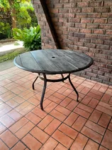 Mesa En Metal Y Madera De 4 A 6 Sillas Para Terraza O Jardín