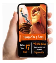 Convite Digital P/ Whatsapp Aniversário Tema Rei Leão Disney
