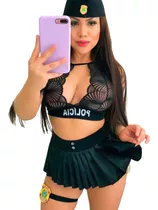  Lingerie Sexy Mini Saia Cropped Renda Sem Bojo Sensual