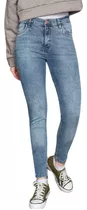 Jeans Chupin Clasico Azul Cenitho Mujer Tiro Alto Elastizado