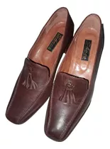 Calzado Cuero Dama Mocasin Shoes Nº37  Marron Rojizo