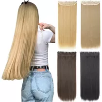 Extensiones De Cabello Seminatural Liso Y Ondulado 4 Clips