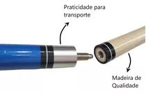 Taco Sinuca Bilhar Profissional Virola Totó Giz Bipartido Cor Sortida