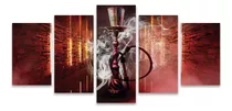 Quadro Mosaico Kit Lounge Fumaça Vermelho Luzes Narguile