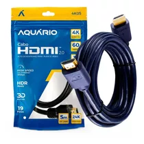 Cabo Hdmi 2.0 4k Blindado 5m Ponta Gold 60hz Aquário