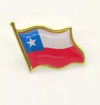 12 X Piocha, Pin, Bandera Chilena Metálica, Botón, Chile