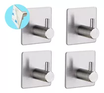 Gancho Perchero Percha Metal Adhesivo Acero Inox X4 Unid