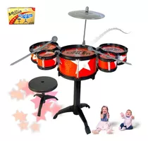 Mini Bateria Banquinho Instrumento Infantil Menino Presente 