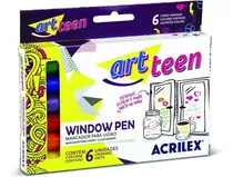 Marcador Para Vidro Window Pen Art Teen Com 6 - Acrilex