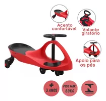 Carrinho Infantil Rolimã Vermelho Giro Car Volante Drift