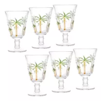 6 Taças Lyor Palm Hand Paiting De Cristal Verde