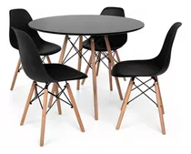 Juego De Comedor Eames Mesa De 0.80 + 4 Sillas Blanco