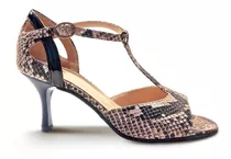 Zapatos De Tango, Salsa, Baile  Animal Print Y Oro (6,5 Cm)