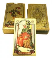 Tarot Dorado Rider Waite Premium Con Cartas Impermeables