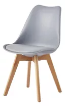 Silla X 1 Estilo Eames De Comedor Nordica Madera Acolchonada Asiento Gris Diseño De La Tela Liso