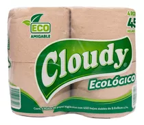 Papel Higiénico Cloudy Ecológico 4 Rollos De 450h C/u