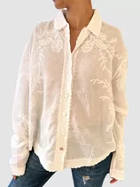 Camisa Mujer Bordada Oversize Boho Chic Moda Tendencia