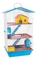 Gaiola Hamster 3 Andares Teto Plástico Conforto Jel Plast Cor Azul