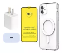 Funda Magnética + Adaptador 20w + Templado 9d Para iPhone 