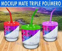 Mockup Mate Polímero Triple Para Sublimadores Psd Digital