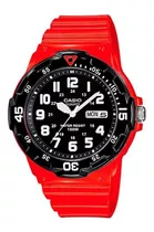 Reloj Casio Mrw-200hc-4bvdf Hombre 100% Original Color De La Correa Rojo Color Del Fondo Negro