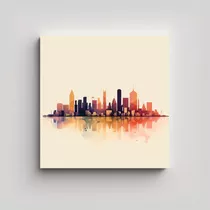 70x70cm Cuadro Decorativo Paisaje Urbano Moderno Flores