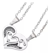 Collar De Parejas Yany's I Love Youu - Acero - 50 Cm