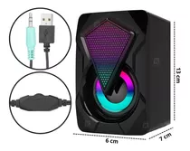 Caixa Caixinha De Som Gamer Para Computador Pc Usb Led Rgb