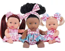 Coleção Bonecas Estilosas Mini Loira Ruiva E Negra Sid Nyl