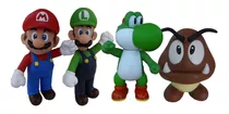 Super Mario, Luigi, Yoshi E Goomba- Kit 4 Bonecos Grandes