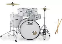 Bateria Pearl Roadshow Branca Bumbo 22 Ferragens Banco Pedal