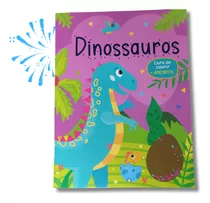 Livro Infantil Educativo Criança Colorir Pintar Com Adesivos Colar Dinossauros