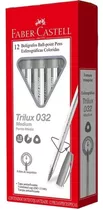 Caneta Trilux 1.0mm Metalizada Prata Cx C/12 Faber Castell