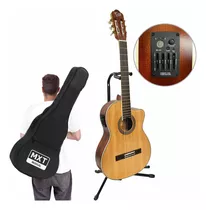 Kit Violão Eletroacustico Nylon Com Equalizador Tampo Abeto Cor Natural Fosco Material Do Diapasão Bordo Orientação Da Mão Destro