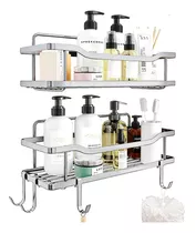 Organizador De Ducha Set X2 Repisa Baño Adhesivo Inoxidable Color Silver