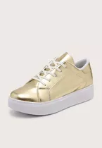 Zapatillas Metallic Namor Sneakers Eco Cuero Metal Dorado