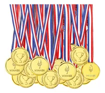 25 Medallas Niños En Plastico Dorado 3.5 Centimetros Trofeo