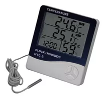 Higrometro Reloj Alarma Termometro Humedad Interior Exterior