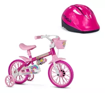 Bicicleta Infantil Aro 12 Flower Com Capacete Rosa - Nathor