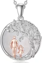 Collar Árbol De La Vida Papa Y Hija Plata Fina 925 Oro Rosa