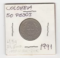 Moneda Colombia 50 Pesos 1991 Vf