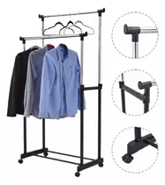 Perchero Organizador Rack Ropa Colgador De Metal Closet Pie Color Negro