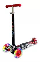 Monopatín De Pie Scooter  4 Ruedas Con Luces Graffiti  Negro Y Rojo Para 3a10