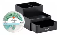 Organizador Oficina Cajón Negro Kit Set Clips Pastel X4  Brw