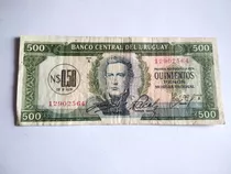 Billete Uruguay 500 Pesos Devaluados A 50 Centésimos 1967