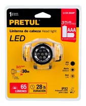 Linterna De Minero, 65 Lúmenes, 7 Led, 3 Pilas Aaa, Pretul Color De La Linterna Amarillo Color De La Luz Blanco