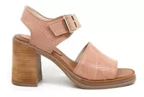 Sandalias Mujer Cuero Taco Ancho Urbanas Pia Vitelli Foglia 